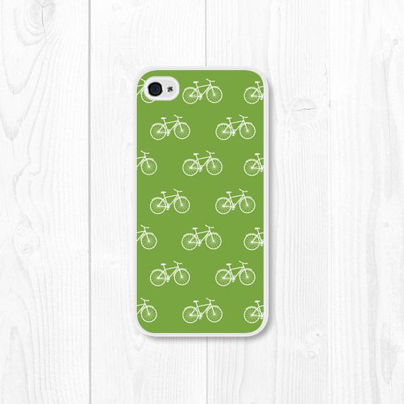 Apple iPhone 6/6 Plus GREEN WHITE BICYCLES PATTERNED NATURE CYCLE Case Cover