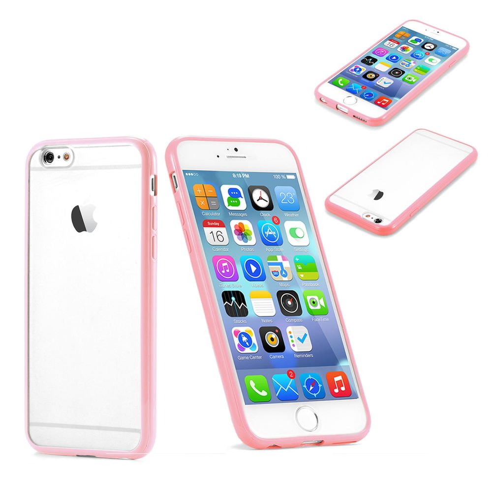 PINK Apple iPhone 6, 6 plus Bumper TPU Bumper PC Matte Clear Back Case Cover