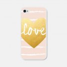 Apple iPhone 6/6 Plus PINK WHITE GOLD HEART LOVE SHINY SILVER STRIPEDCase Cover