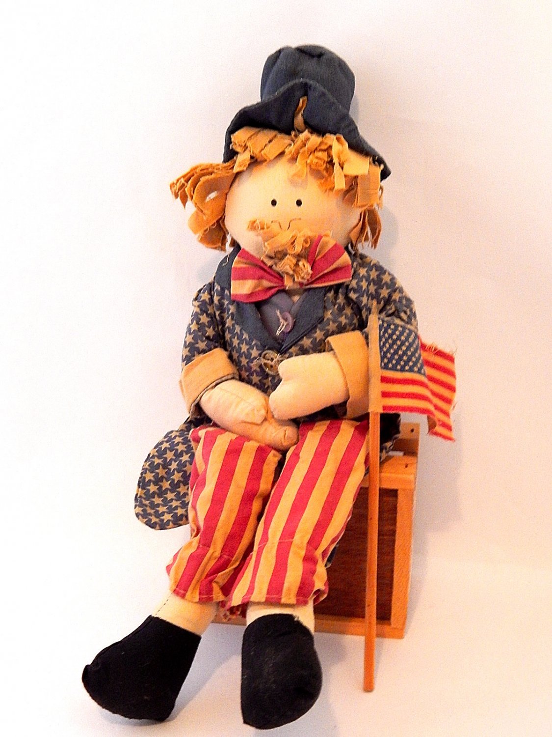 Uncle Sam Doll Patriotic USA Americana Red White Blue Home Decor
