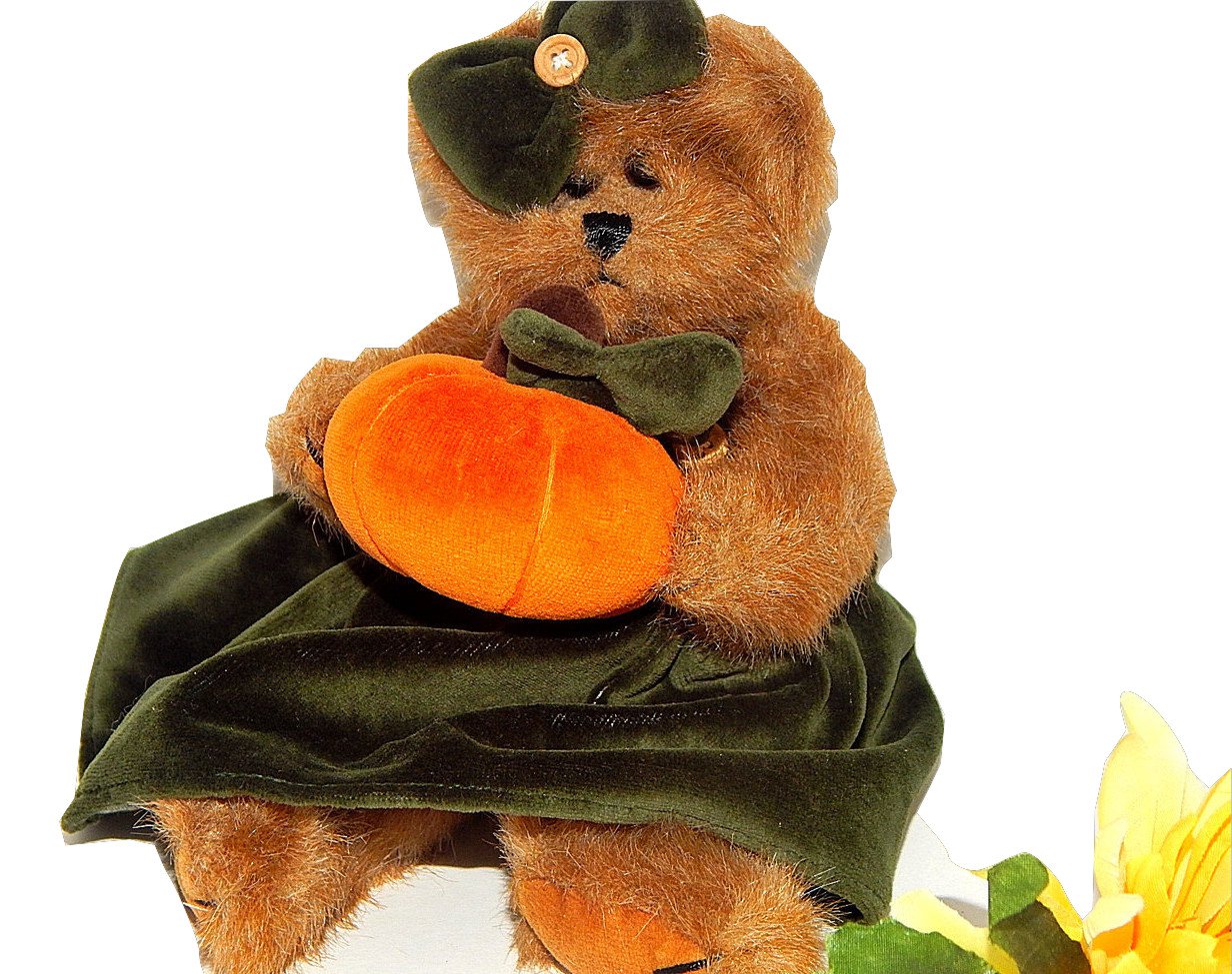 Fall Halloween BEARINGTON BEAR 10" Brown Plush Orange Pumpkin Green Dress