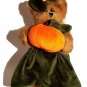 Fall Halloween BEARINGTON BEAR 10" Brown Plush Orange Pumpkin Green Dress