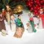 Antique Nativity Set 9 Pc Miniature Celluloid Bible Figurines Christmas Decor