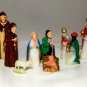 Antique Nativity Set 9 Pc Miniature Celluloid Bible Figurines Christmas Decor