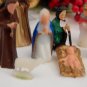 Antique Nativity Set 9 Pc Miniature Celluloid Bible Figurines Christmas Decor