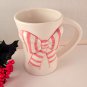 Pink and White Bow Coffee Cup Hand Painted Ribbon Ceramic Mug FTD Flower Vase Gift