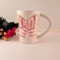 Pink and White Bow Coffee Cup Hand Painted Ribbon Ceramic Mug FTD Flower Vase Gift