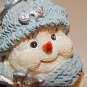 Snowman Christmas Tree Ornament Blue White and Silver Resin Figurine Winter Decoration