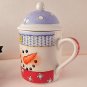 Snowman Mug Covered Jar Ceramic Winter Tableware Christmas Beverage Soup Serving