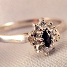 Fine Jewelry Ring Sterling Silver Genuine Blue Sapphire Solitaire with Accents