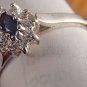 Fine Jewelry Ring Sterling Silver Genuine Blue Sapphire Solitaire with Accents