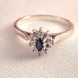 Fine Jewelry Ring Sterling Silver Genuine Blue Sapphire Solitaire with Accents