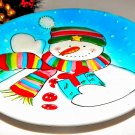Blue and White Snowman Dessert Serving Plate Christmas Wall Hanging