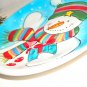Blue and White Snowman Dessert Serving Plate Christmas Wall Hanging