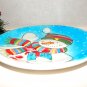 Blue and White Snowman Dessert Serving Plate Christmas Wall Hanging