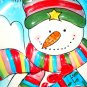 Blue and White Snowman Dessert Serving Plate Christmas Wall Hanging