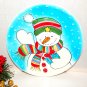 Blue and White Snowman Dessert Serving Plate Christmas Wall Hanging