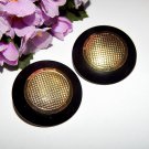 Black and Gold Earrings Big Round Dots Vintage 1980's Fashion Jewelry for Pierced Ears