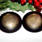 Black and Gold Earrings Big Round Dots Vintage 1980's Fashion Jewelry for Pierced Ears