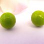 Lime Green Stud Earrings Smooth Shiny Bead Jewelry for Pierced Ears Vintage Mod 1960's Fashion