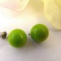 Lime Green Stud Earrings Smooth Shiny Bead Jewelry for Pierced Ears Vintage Mod 1960's Fashion