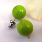 Lime Green Stud Earrings Smooth Shiny Bead Jewelry for Pierced Ears Vintage Mod 1960's Fashion