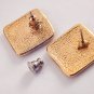 Pink Enamel Earrings Geometric Mod Vintage 1970's Gold Metal Jewelry for Pierced Ears