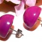 Purple Dot Earrings Orchid Violet Round Dome Vintage 1970's Mod Jewelry for Pierced Ears