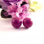 Purple Dot Earrings Orchid Violet Round Dome Vintage 1970's Mod Jewelry for Pierced Ears