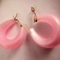 Iridescent Pastel Pink Earrings Big Wide Hoops Vintage 1960's Mod Fashion Jewelry for Pierced Ears