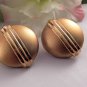 Gold Metal Disc Earrings Large Round Domes for Pierced Ears Vintage 1980's Costume Jewelry