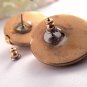 Gold Metal Disc Earrings Large Round Domes for Pierced Ears Vintage 1980's Costume Jewelry