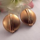 Gold Metal Disc Earrings Large Round Domes for Pierced Ears Vintage 1980's Costume Jewelry