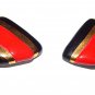 Red Black and Gold Triangle Earrings Metallic Geometric 1980's Fashion Jewelry for Pierced Ears