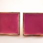 Pink Enamel Earrings Dusty Rose Gold Metal Squares Vintage 1980's Fashion Jewelry for Pierced Ears