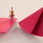 Pink Enamel Triangle Earrings Folded Fan Vintage 1980's Fashion Jewelry for Pierced Ears