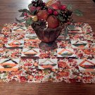 Fall Floral and Fruit Quilted Table Runner 24" Square Centerpiece Vintage Home Decor