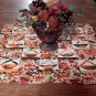 Fall Floral and Fruit Quilted Table Runner 24" Square Centerpiece Vintage Home Decor