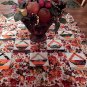 Fall Floral and Fruit Quilted Table Runner 24" Square Centerpiece Vintage Home Decor