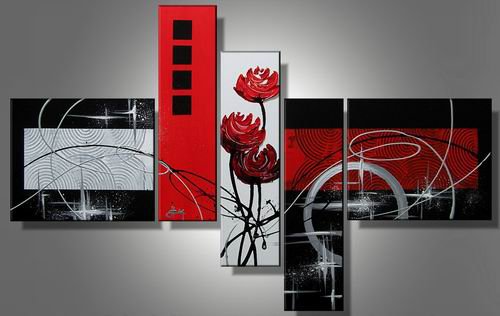Phi Phi -Abstract , Botanical-handmade painting-set of 5pcs