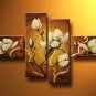 Flowers Warm shades -Botanical-handmade painting-set of 4pcs