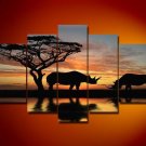 Kenya -Landscape , Botanical , Animal-handmade painting-set of 5pcs