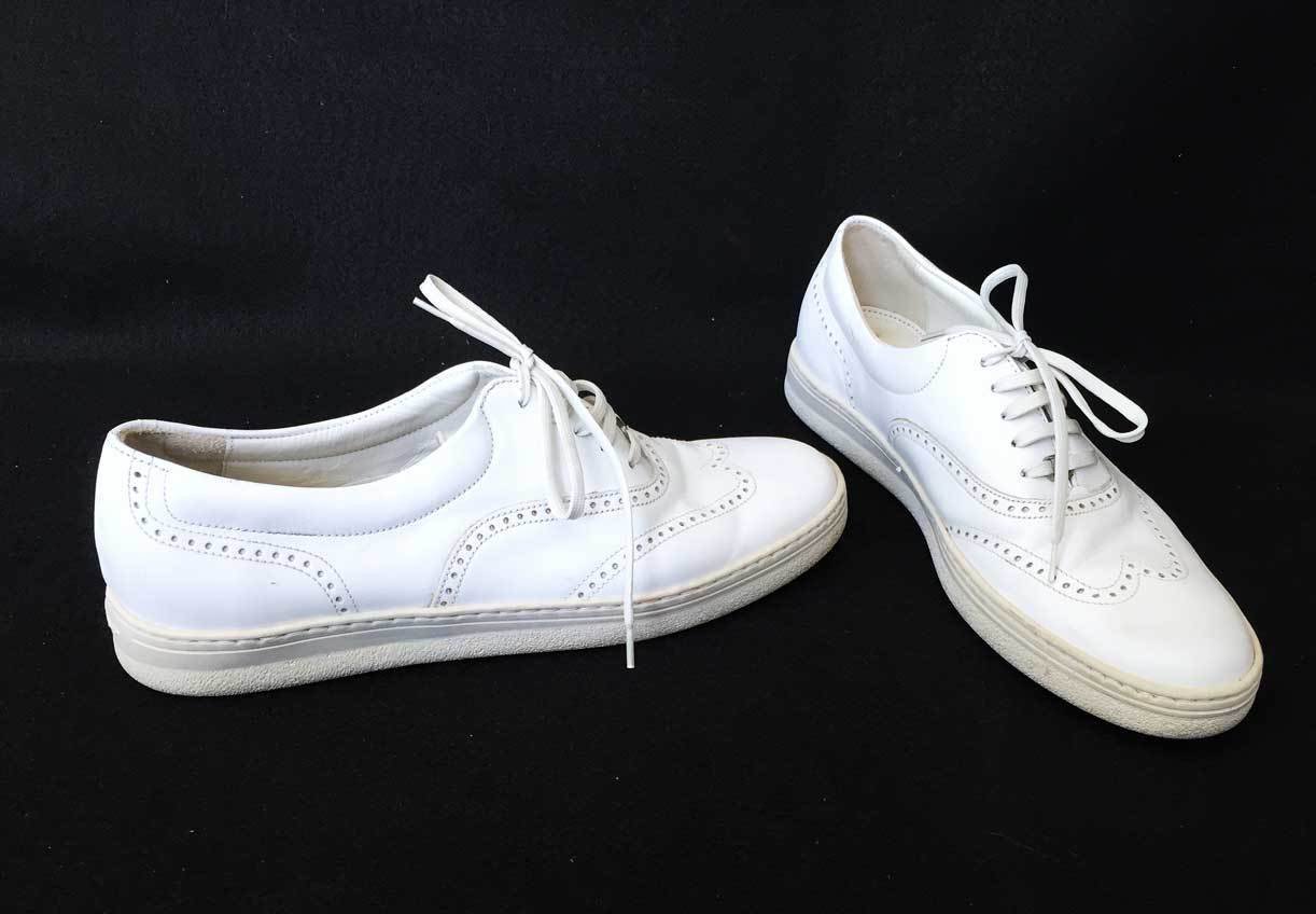 Salvatore Ferragamo Sport White Leather Sneakers 7B Shoes Logo Trainers