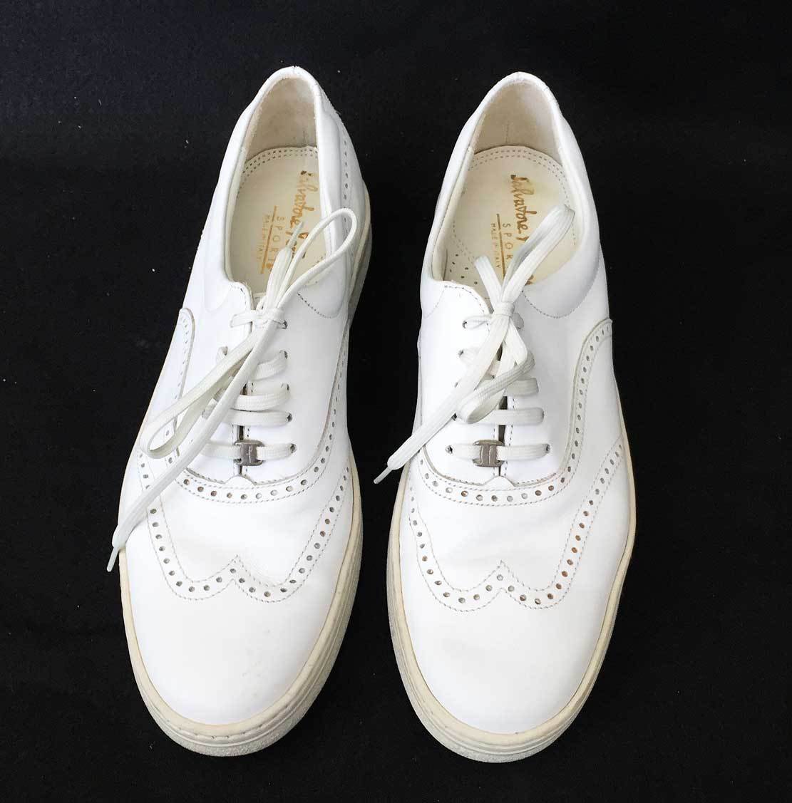 white ferragamo sneakers