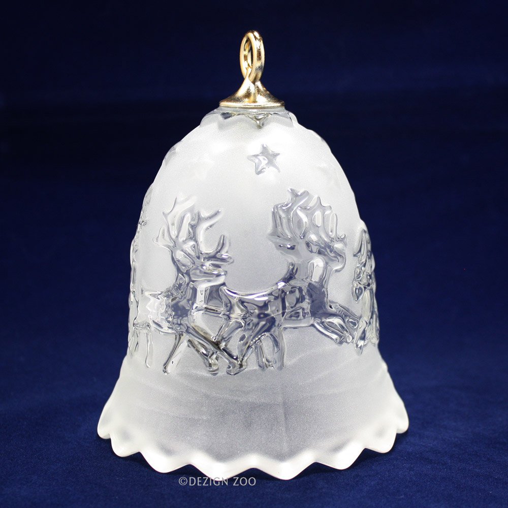 MIKASA Crystal Holiday Classics Santa and Reindeer Glass Christmas Bell