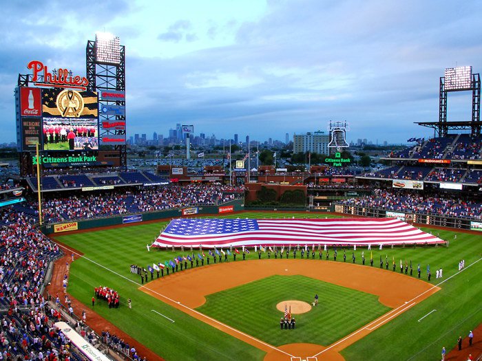 Citizens Bank Park Phillies Baseball American Flag 24x18 Print POSTER