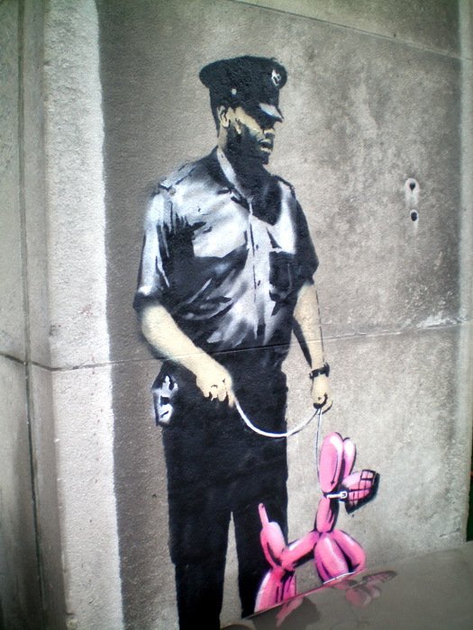 Policeman Balloon Dog Banksy Graffiti Street Art 32x24 Print POSTER