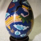 Vintage Large Cloisonne Egg Gold Dragon Enamel Brass Yi Lin Arts Treasures China