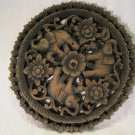 Thai Elephant Wood Carved Relief Panel Thailand Oriental Asian Sculpture
