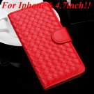 For Iphone 6 Leather Case Flip Weave Full Cover For Iphone 6 4.7In 32257737480-2-red for iphone 6